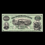 Canada, Merchants Bank (The), 10 dollars <br /> 1 juin 1864