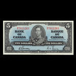 Canada, Banque du Canada, 5 dollars <br /> 2 janvier 1937