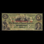 Canada, Bank of Upper Canada (York), 5 dollars <br /> 5 juillet 1859
