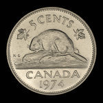Canada, Élisabeth II, 5 cents <br /> 1974
