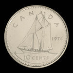 Canada, Élisabeth II, 10 cents <br /> 1974