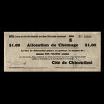 Canada, Cité de Chicoutimi, 1 dollar <br /> 24 novembre 1936