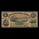 Canada, Banque Ville-Marie, 5 dollars <br /> 1 octobre 1885