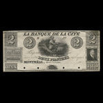 Canada, Banque de la Cité, 2 dollars <br /> 1850
