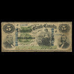 Canada, Exchange Bank of Canada, 5 dollars <br /> 1 octobre 1872