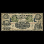 Canada, Mechanics Bank (Montréal), 4 dollars <br /> 1 juin 1872