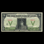 Canada, Merchants Bank of Canada (The), 5 dollars <br /> 1 novembre 1919