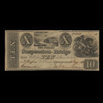 Canada, Niagara Suspension Bridge Bank, 10 dollars <br /> 4 janvier 1841