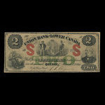 Canada, Union Bank of Lower Canada, 2 dollars <br /> 1 mars 1866