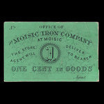 Canada, Moisic Iron Company, 1 cent : 1876