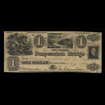 Canada, Niagara Suspension Bridge Bank, 1 dollar <br /> 1 juillet 1841