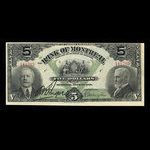 Canada, Banque de Montréal, 5 dollars <br /> 3 septembre 1912