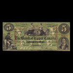 Canada, Bank of Upper Canada (York), 5 dollars <br /> 1 janvier 1861