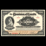 Canada, Dominion du Canada, 5,000 dollars <br /> 2 janvier 1918