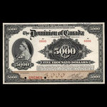 Canada, Dominion du Canada, 5,000 dollars <br /> 2 janvier 1918