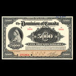 Canada, Dominion du Canada, 5,000 dollars <br /> 2 janvier 1918