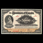 Canada, Dominion du Canada, 5,000 dollars <br /> 2 janvier 1924