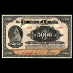 Canada, Dominion du Canada, 5,000 dollars <br /> 2 janvier 1924