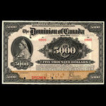 Canada, Dominion du Canada, 5,000 dollars <br /> 2 janvier 1924