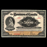 Canada, Dominion du Canada, 5,000 dollars <br /> 2 janvier 1924