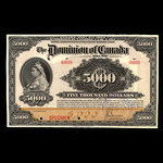 Canada, Dominion du Canada, 5,000 dollars <br /> 2 janvier 1924