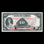 Canada, Banque du Canada, 10 dollars <br /> 1935