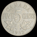 Canada, Georges V, 5 cents <br /> 1932