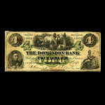 Canada, Dominion Bank, 4 dollars <br /> 1 février 1871