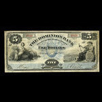 Canada, Dominion Bank, 5 dollars <br /> 1 janvier 1881