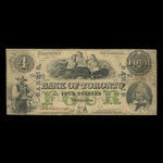Canada, Bank of Toronto (The), 4 dollars <br /> 2 juillet 1859