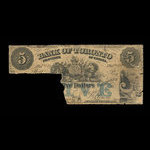 Canada, Bank of Toronto (The), 5 dollars <br /> 3 juillet 1856