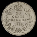 Canada, Georges V, 10 cents <br /> 1933
