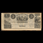 Canada, Molsons Bank, 5 dollars <br /> 15 septembre 1837