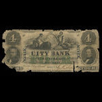 Canada, Banque de la Cité, 4 dollars <br /> 1 janvier 1857