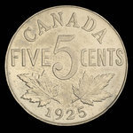 Canada, Georges V, 5 cents <br /> 1925