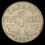 Canada, Georges V, 5 cents <br /> 1926