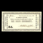 Canada, William Price & Fils, 6 sous <br /> 31 août 1850