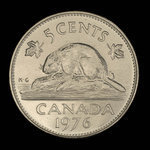 Canada, Élisabeth II, 5 cents <br /> 1976