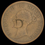 Canada, Province de la Nouvelle-Écosse, 1/2 penny <br /> 1843