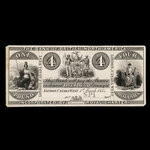 Canada, Bank of British North America, 4 dollars <br /> 1 mars 1854