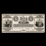 Canada, Bank of British North America, 4 dollars <br /> 1 mars 1854
