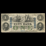 Canada, Banque de la Cité, 1 dollar <br /> 1 janvier 1857