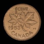 Canada, Élisabeth II, 1 cent <br /> 1953