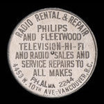 Canada, Radio Rental & Repair, aucune dénomination <br /> 1958