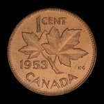 Canada, Élisabeth II, 1 cent <br /> 1953