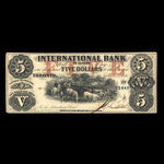 Canada, International Bank of Canada, 5 dollars <br /> 15 septembre 1858