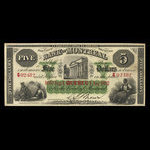 Canada, Banque de Montréal, 5 dollars <br /> 1 août 1862
