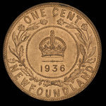 Canada, Georges V, 1 cent <br /> 1936