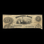 Canada, Molsons Bank, 2 piastres <br /> 1 octobre 1853