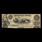 Canada, Molsons Bank, 5 piastres <br /> 1 octobre 1853